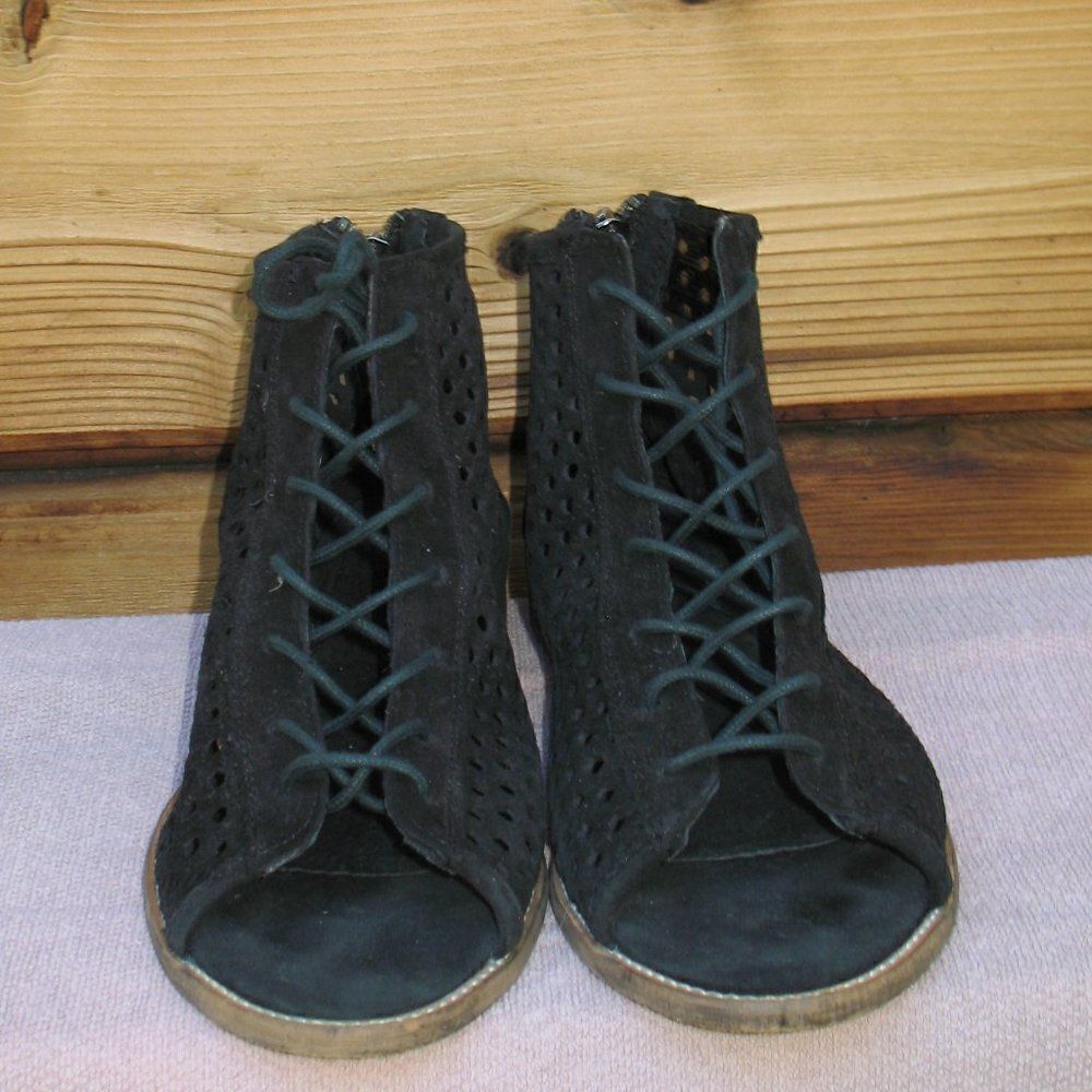 Black Laser Cut Booties - Picture 2 of 8